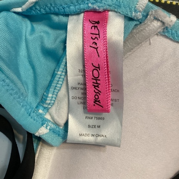 Betsey Johnson Allure Stripe High Waist Bikini Size M Blue - Picture 6 of 9